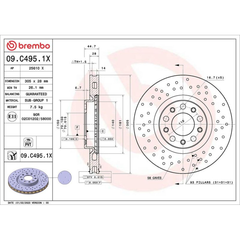 Bremsscheibe VA Xtra 09.C495.1X