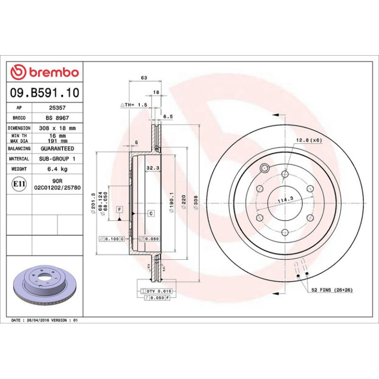85 482 040 Bremsscheibe HA 09.B591.10 85 482 040 Bremsscheibe HA 09.B591.10