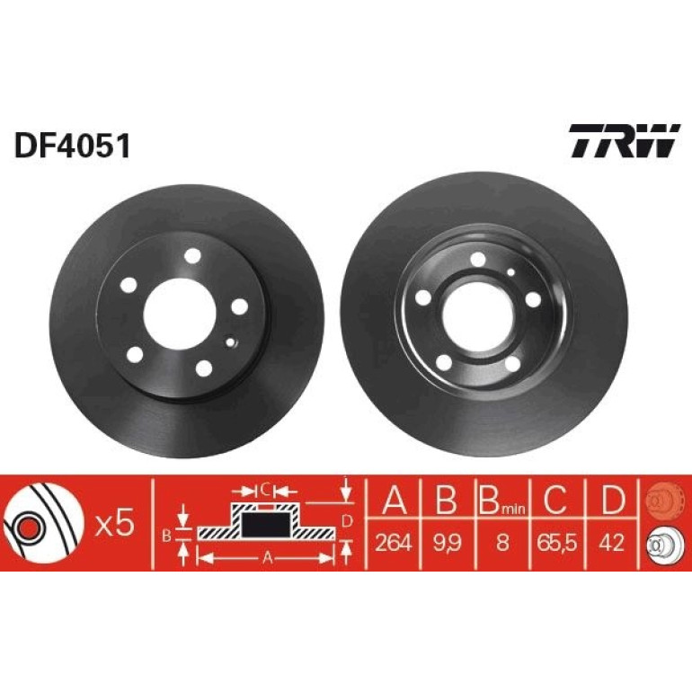 Bremsscheibe Opel T. Astra G/Astra H/Meriva A/B/Zafira A/B 264Mm 5ùR DF4051 Bremsscheibe Opel T. Astra G/Astra H/Meriva A/B/Zafira A/B 264Mm 5ùR DF4051
