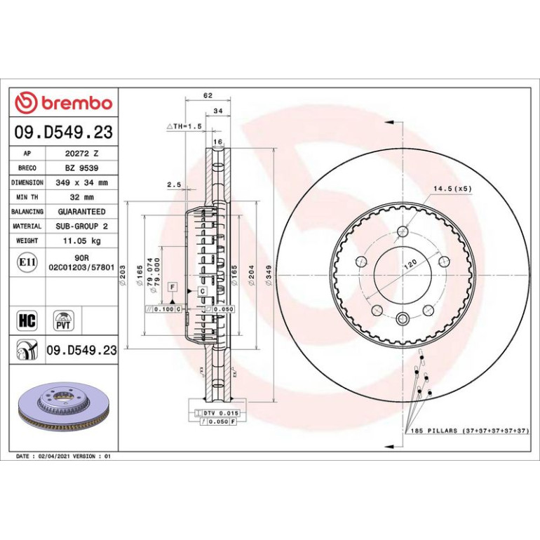 Bremsscheibe Lightweight VA 09.D549.23 Bremsscheibe Lightweight VA 09.D549.23