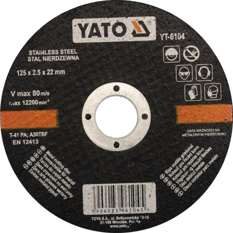 Trennscheibe für Edelstahl 125X2,5 YT-6104 Trennscheibe für Edelstahl 125X2,5 YT-6104