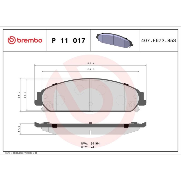 BREMBO Bremsklötze VA P 11 017 BREMBO Bremsklötze VA P 11 017