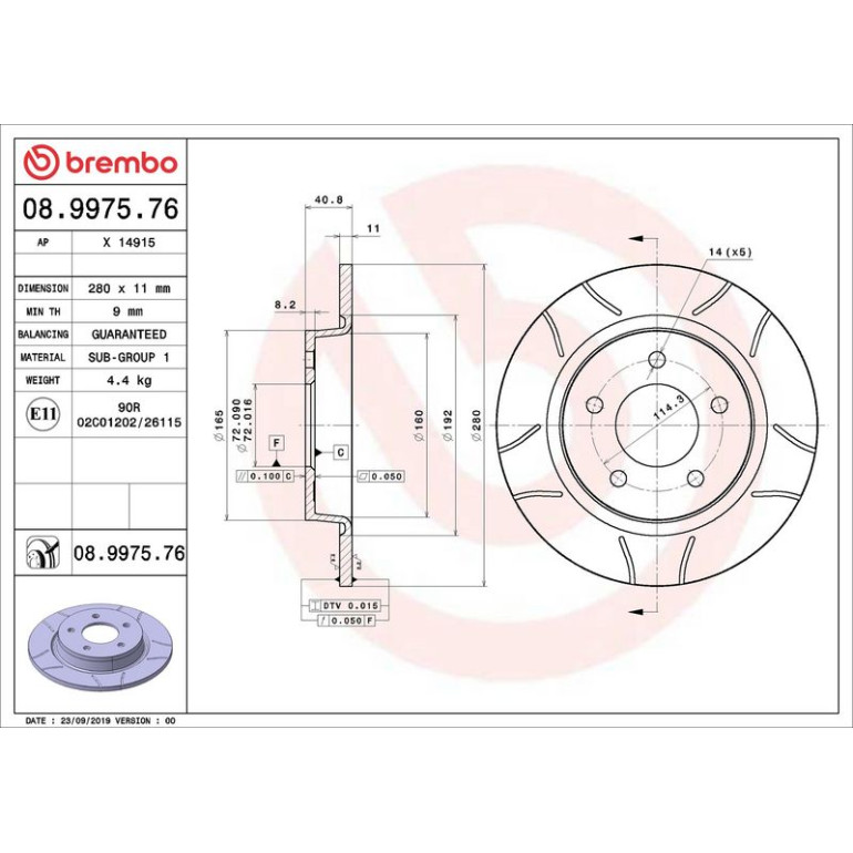 Bremsscheibe HA Brembo Max 08.9975.76 Bremsscheibe HA Brembo Max 08.9975.76