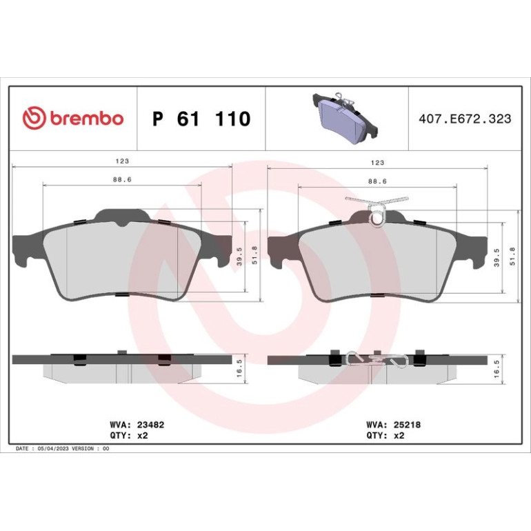 BREMBO Bremsklötze VA P 61 110 BREMBO Bremsklötze VA P 61 110