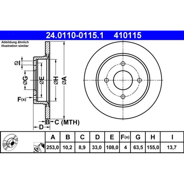 Bremsscheibe Ford T. Fiesta/Focus 98 24.0110-0115.1 Bremsscheibe Ford T. Fiesta/Focus 98 24.0110-0115.1