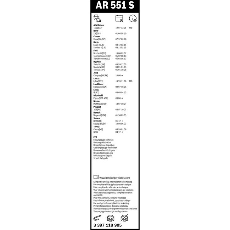 Bosch Scheibenwischer Aerotwin AR551S BOSCH AeroTwin 3397118905 Bosch Scheibenwischer Aerotwin AR551S BOSCH AeroTwin 3397118905