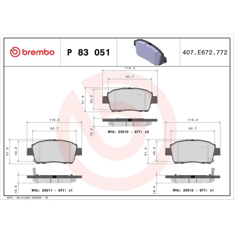 BREMBO Bremsklötze VA P 83 051 BREMBO Bremsklötze VA P 83 051