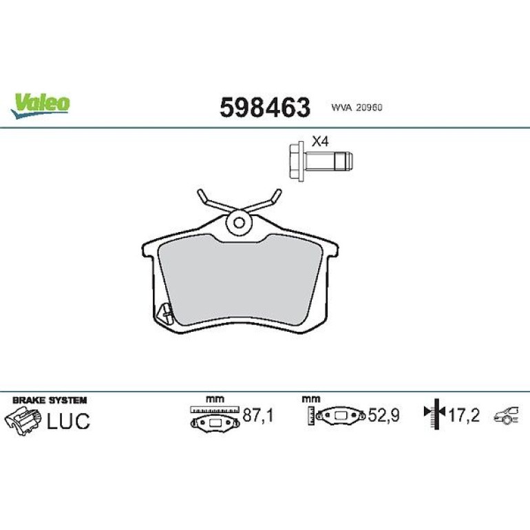 VALEO Bremsbeläge 598463