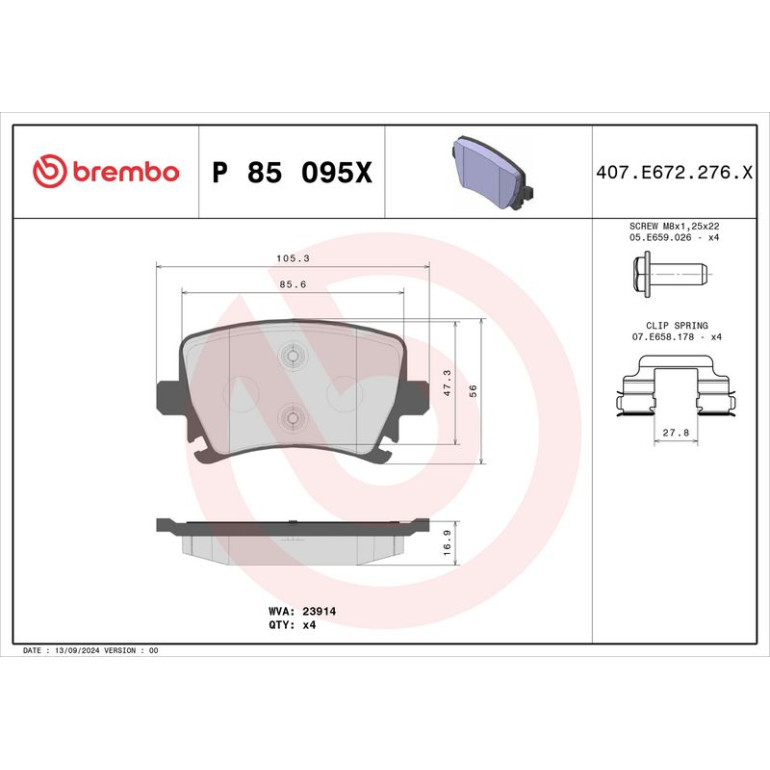 BREMBO Bremsklötze Xtra HA P 85 095X BREMBO Bremsklötze Xtra HA P 85 095X