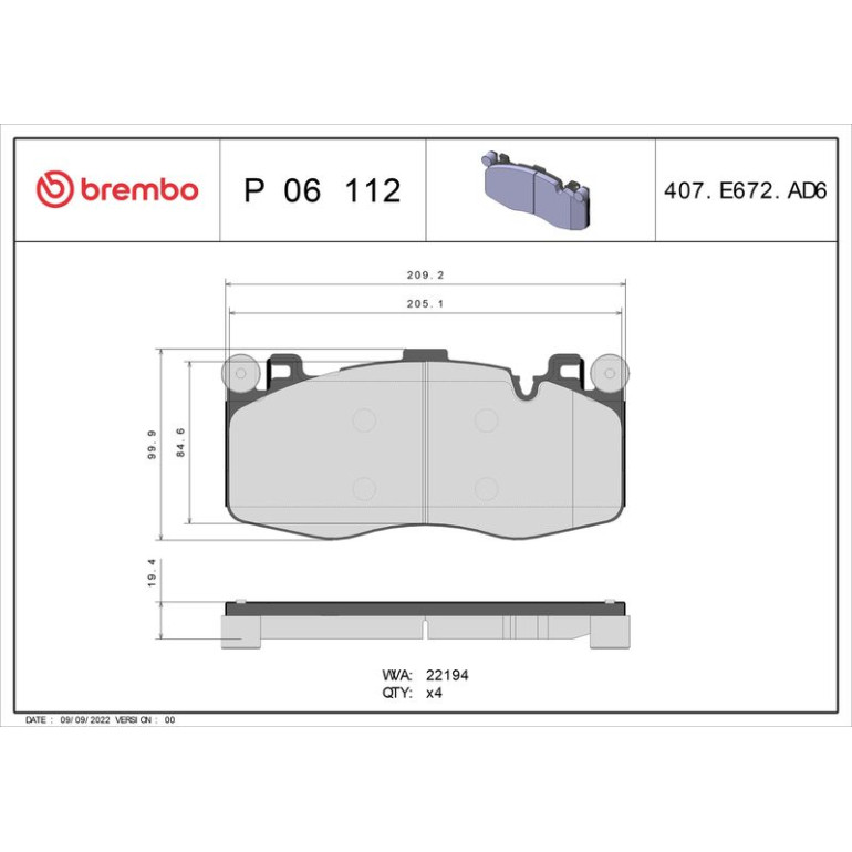 BREMBO Bremsklötze VA P 06 112 BREMBO Bremsklötze VA P 06 112
