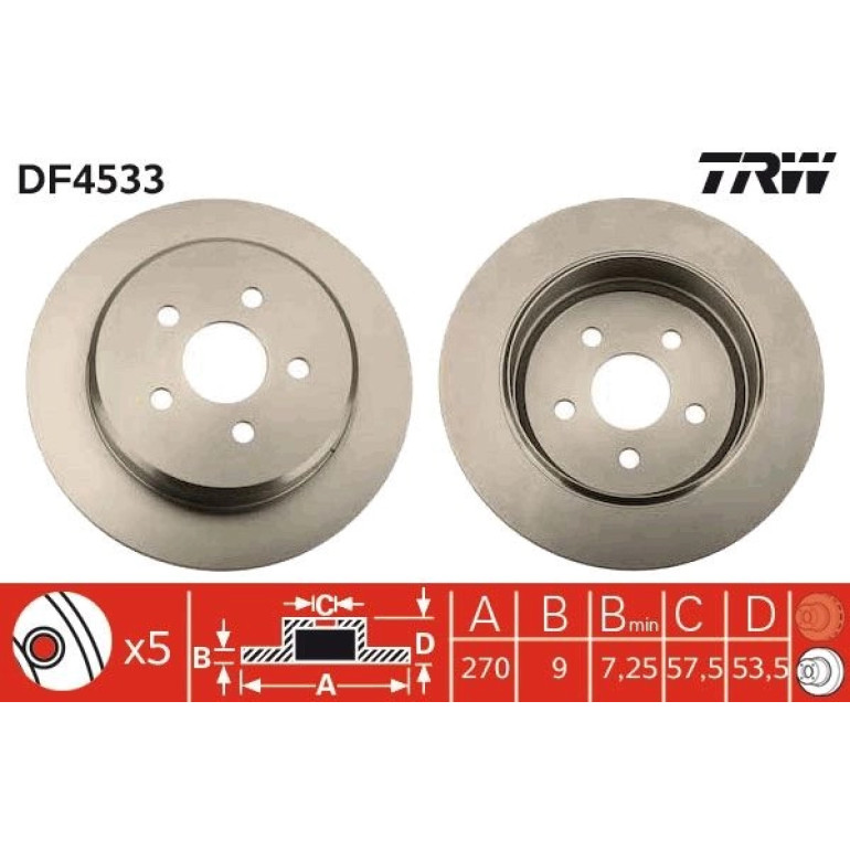 Bremsscheibe Chrysler T. Neon/Pt Cruiser/Sebring 1.6-2.7 94-10 DF4533 Bremsscheibe Chrysler T. Neon/Pt Cruiser/Sebring 1.6-2.7 94-10 DF4533