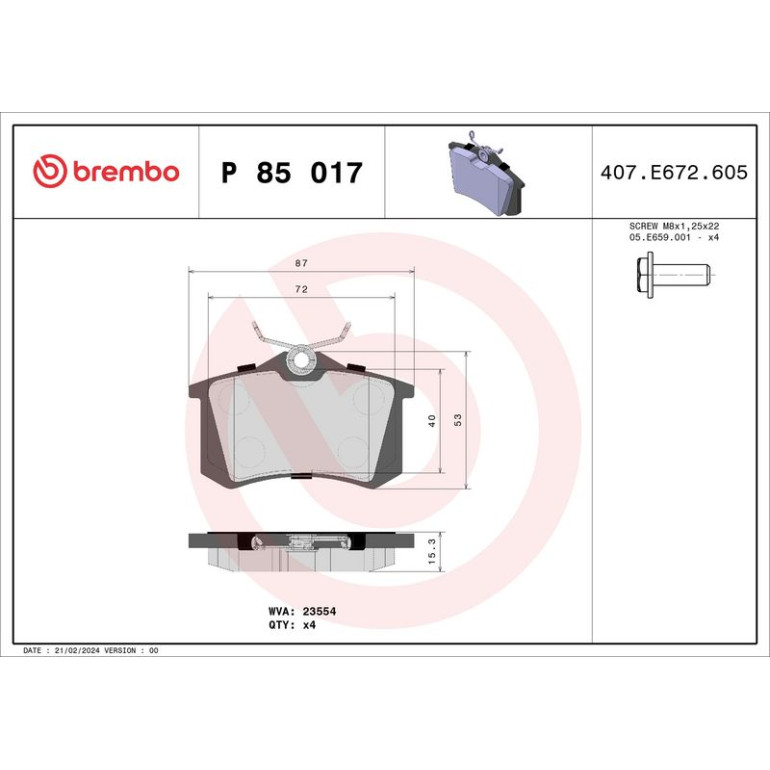 BREMBO Bremsklötze HA P 85 017 BREMBO Bremsklötze HA P 85 017