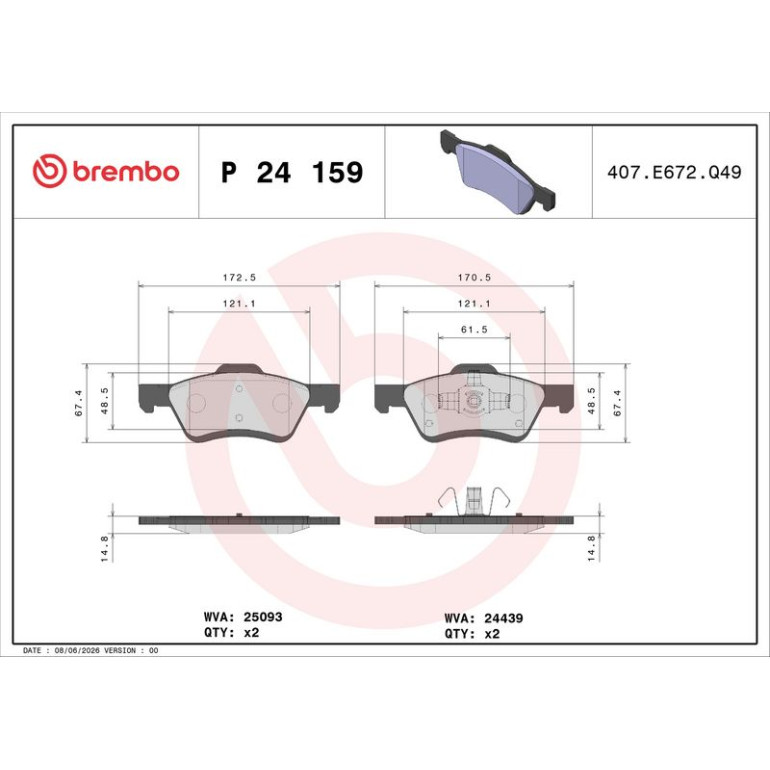 BREMBO Bremsklötze VA P 24 159 BREMBO Bremsklötze VA P 24 159
