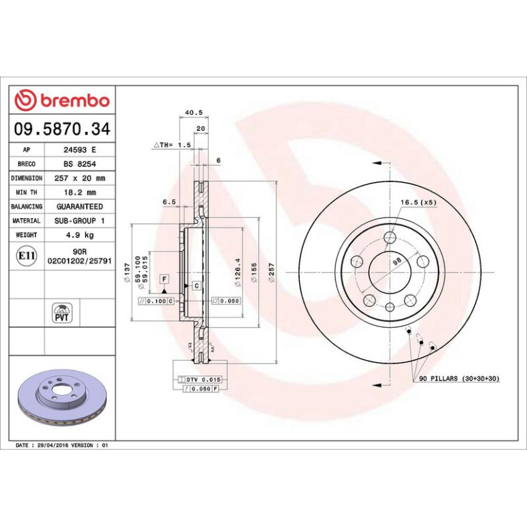 40 481 005 Bremsscheibe VA 09.5870.34 40 481 005 Bremsscheibe VA 09.5870.34