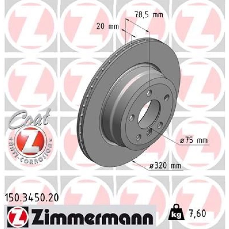 ZIMMERMANN Bremsscheibe 150.3450.20 ZIMMERMANN Bremsscheibe 150.3450.20