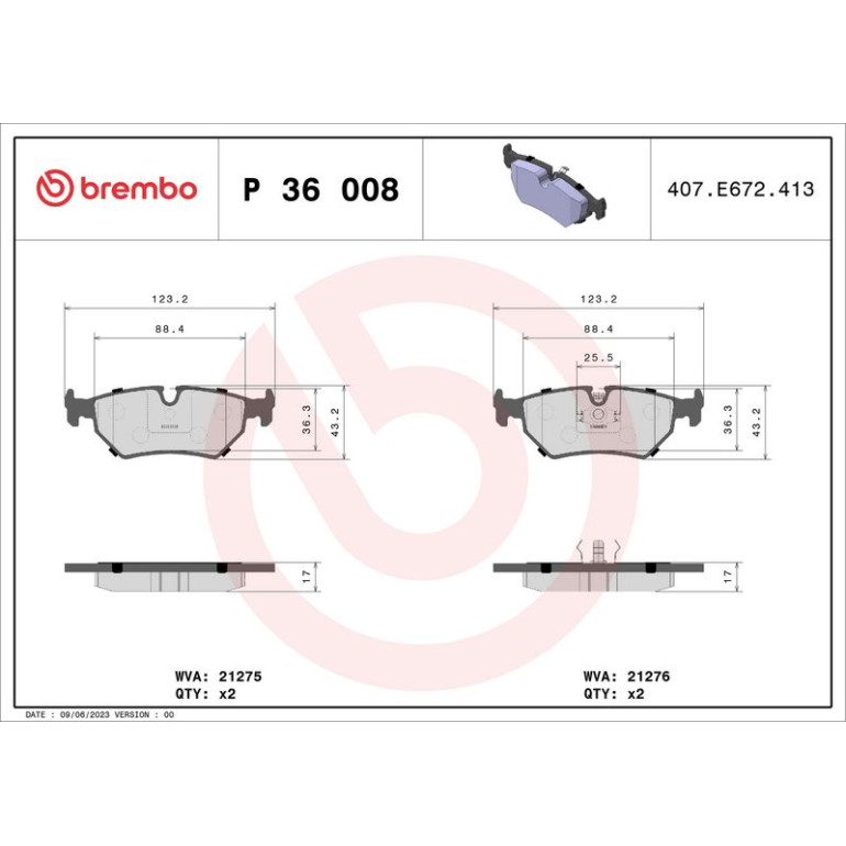 BREMBO Bremsklötze HA P 36 008 BREMBO Bremsklötze HA P 36 008