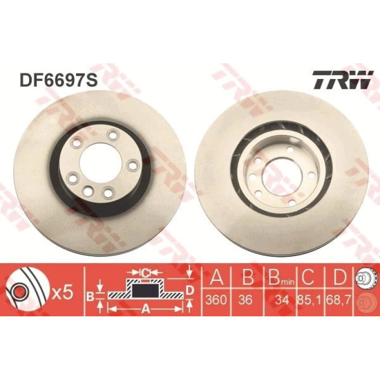 Bremsscheibe Vw P. Touareg 3.0-4.2 V8 10-Le beschichtet DF6697S Bremsscheibe Vw P. Touareg 3.0-4.2 V8 10-Le beschichtet DF6697S