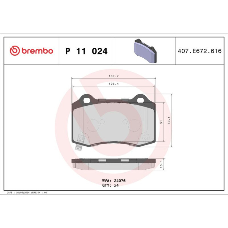 BREMBO Bremsklötze HA P 11 024 BREMBO Bremsklötze HA P 11 024