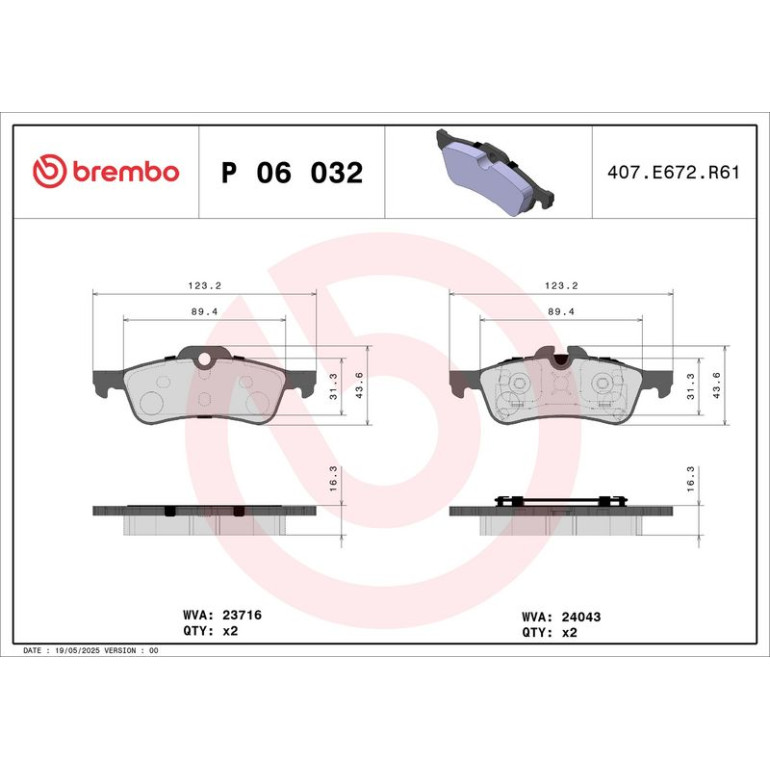 BREMBO Bremsklötze HA P 06 032 BREMBO Bremsklötze HA P 06 032
