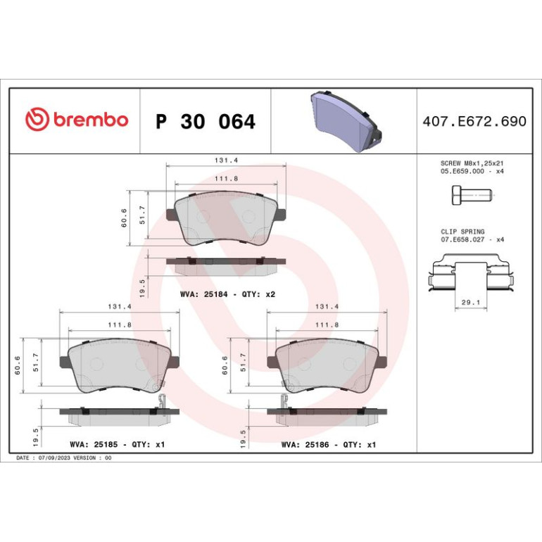 BREMBO Bremsklötze VA P 30 064 BREMBO Bremsklötze VA P 30 064