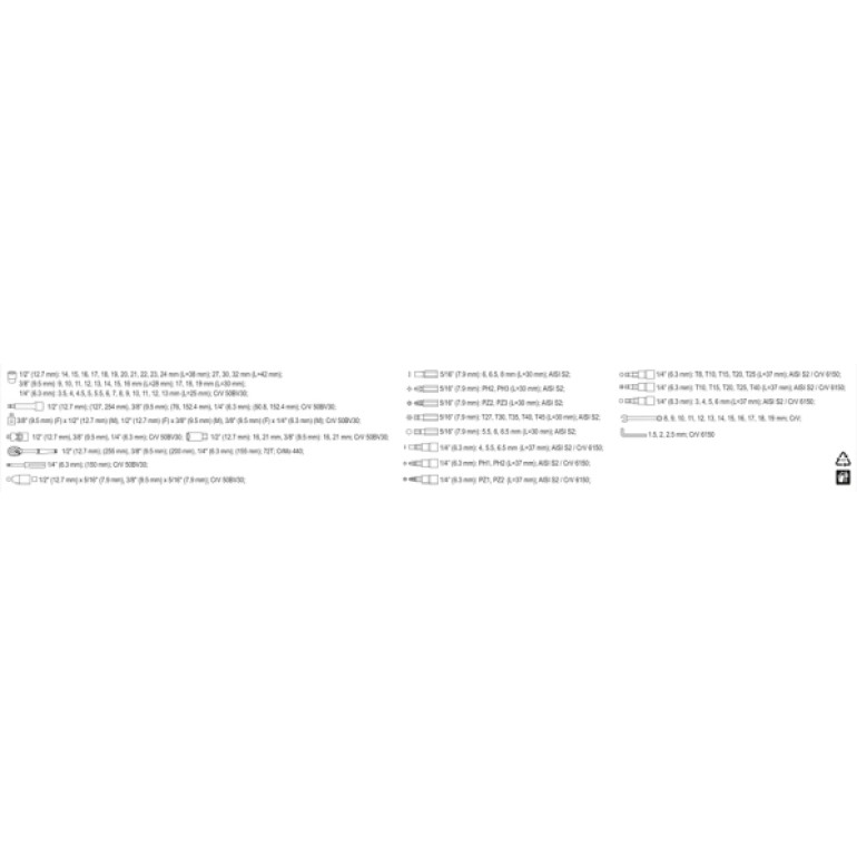 Steckschlüsselsatz Xl Typ2 1/2 + 3/8 + 1/4 111-Tlg YT-38831 Steckschlüsselsatz Xl Typ2 1/2 + 3/8 + 1/4 111-Tlg YT-38831