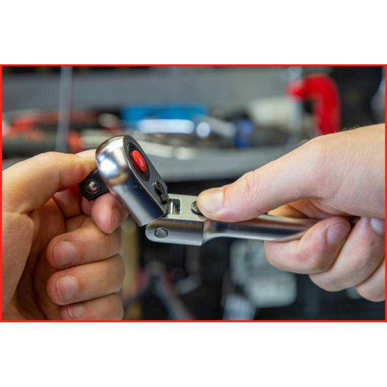 KS TOOLS Kniehebel-Teleskopknarre 1/2 CHROMEplus, 72 Zähne 914.1220
