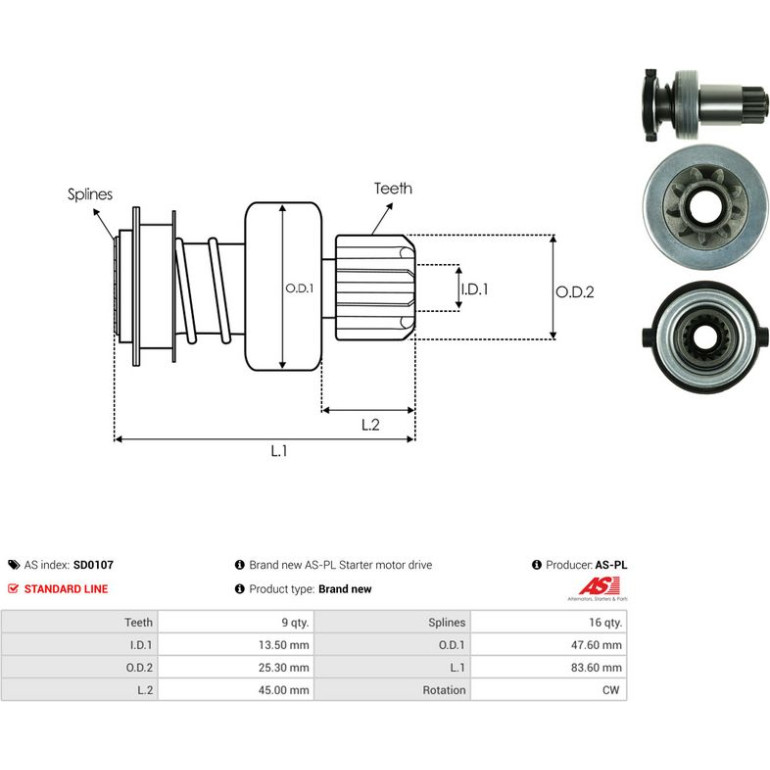 AS-PL Freilaufgetriebe, Starter SD0107 AS-PL Freilaufgetriebe, Starter SD0107