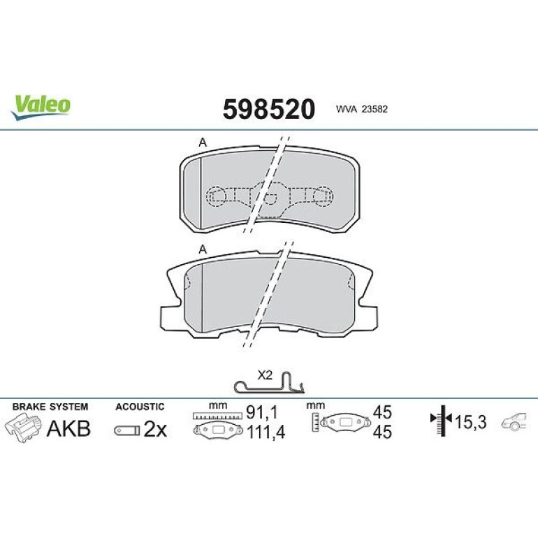 VALEO Bremsbeläge 598520 VALEO Bremsbeläge 598520