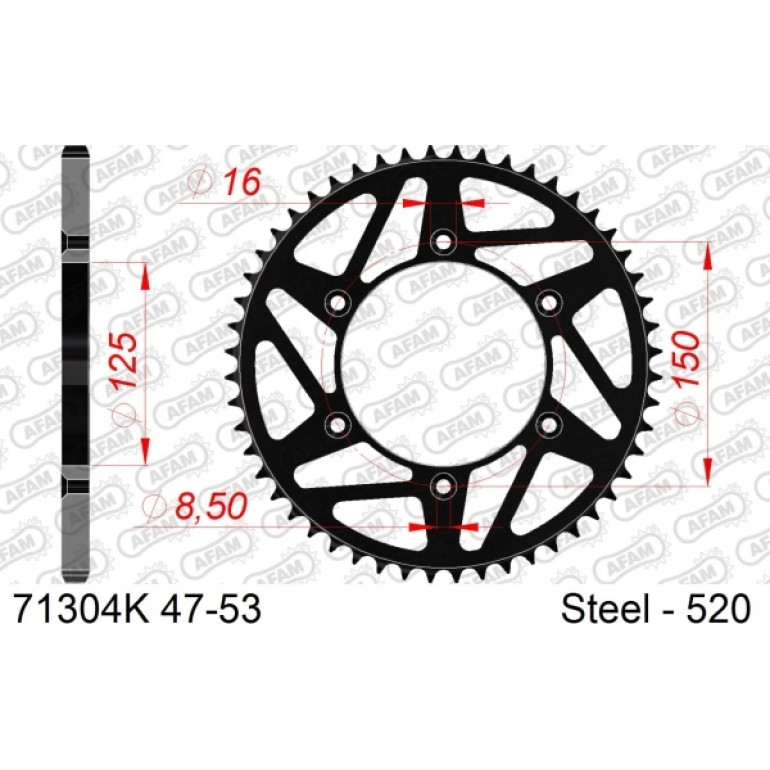 AFAM Kettenrad STAHL 51 Zähne 71304K-51 AFAM Kettenrad STAHL 51 Zähne 71304K-51