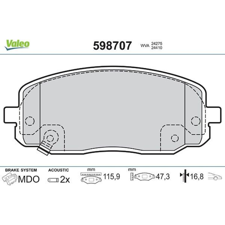 VALEO Bremsbeläge 598707 VALEO Bremsbeläge 598707