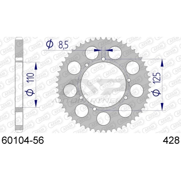 AFAM Kettenrad ALU 56 Zähne 60104-56 AFAM Kettenrad ALU 56 Zähne 60104-56