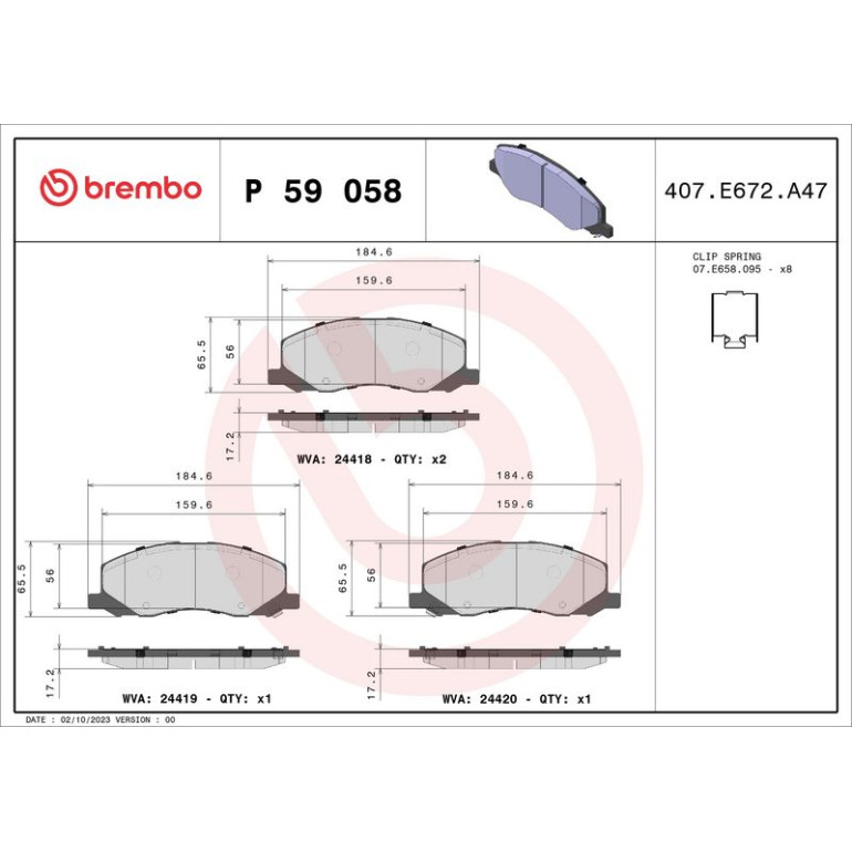BREMBO Bremsklötze VA P 59 058 BREMBO Bremsklötze VA P 59 058