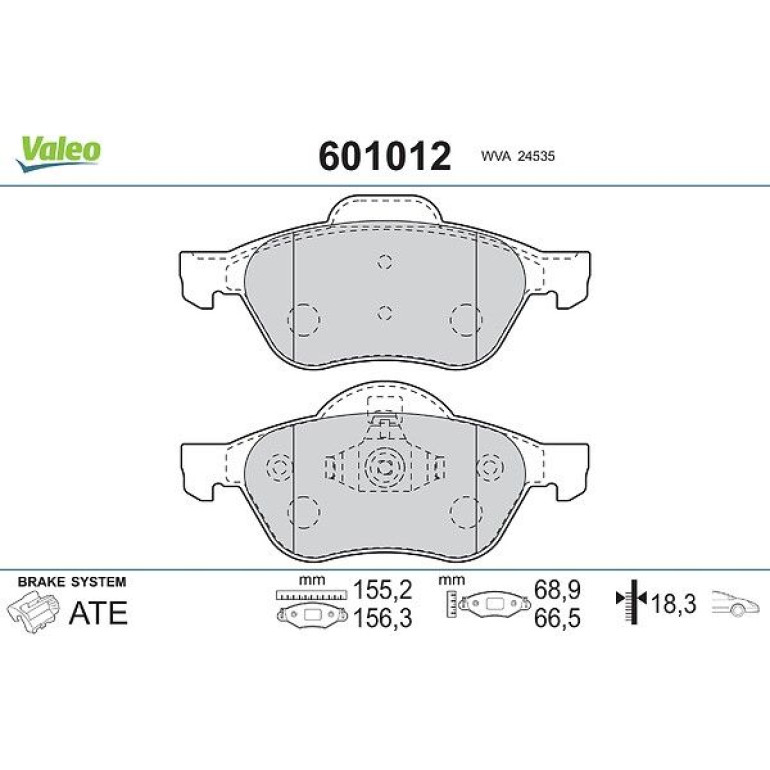 VALEO Bremsbeläge 601012 VALEO Bremsbeläge 601012