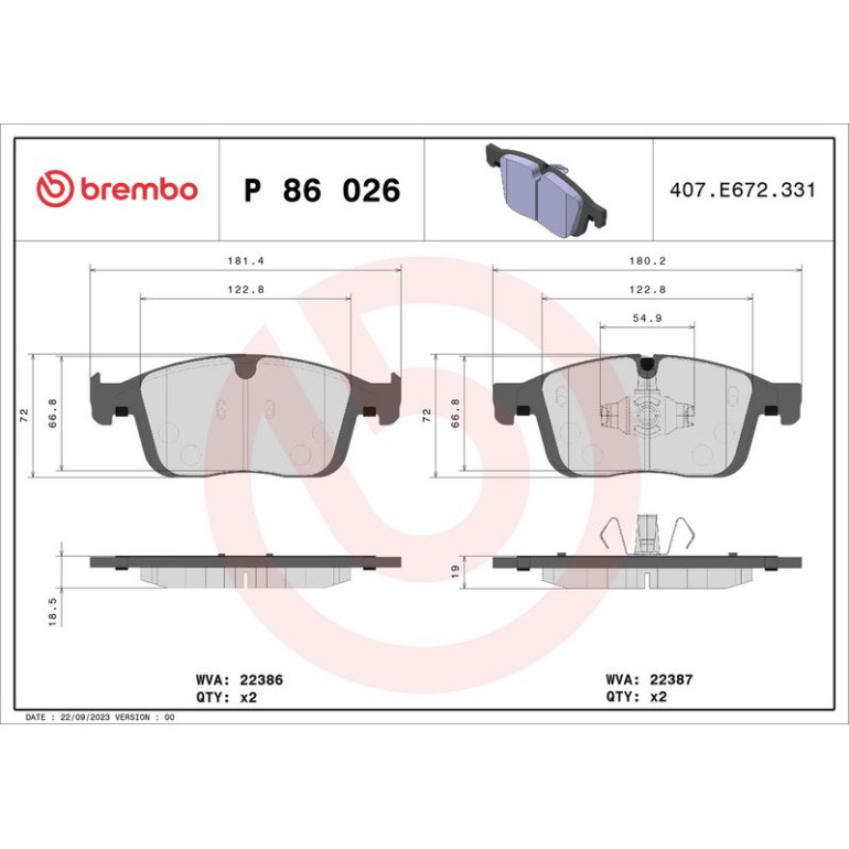BREMBO Bremsklötze VA P 86 026 BREMBO Bremsklötze VA P 86 026