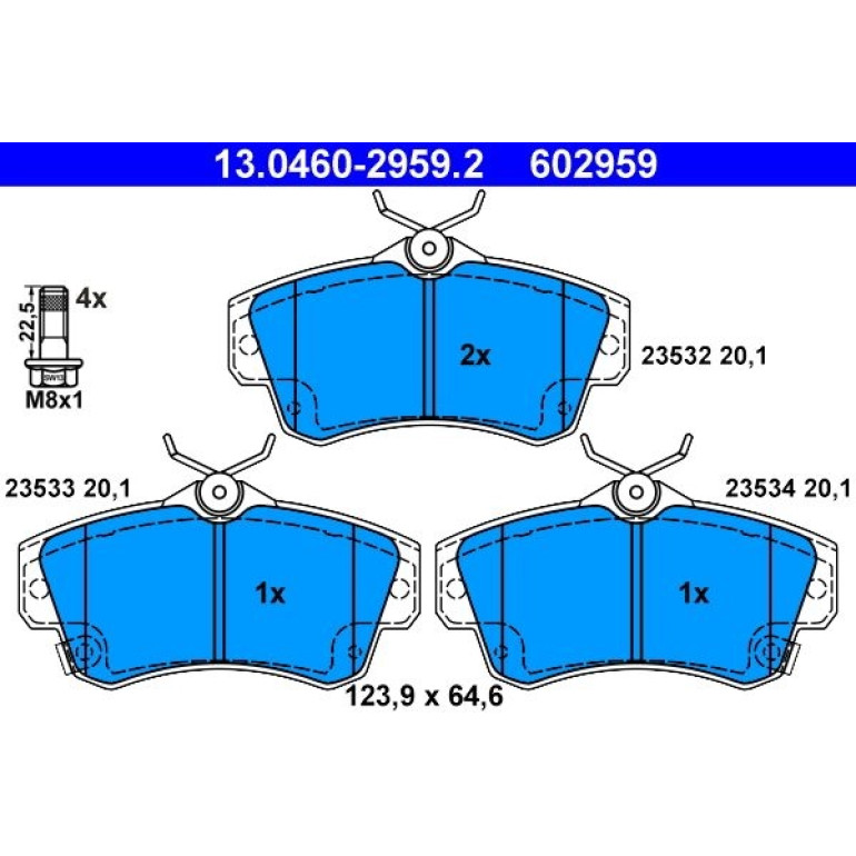 Bremsbelagsatz Chrysler P. Pt Cruiser 1.6-2.4 00-10 13.0460-2959.2 Bremsbelagsatz Chrysler P. Pt Cruiser 1.6-2.4 00-10 13.0460-2959.2