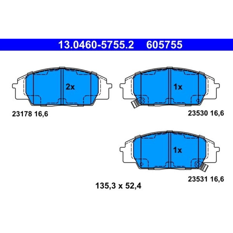 Bremsbelagsatz Honda P. Civic 1.4-2.0 01-12 13.0460-5755.2 Bremsbelagsatz Honda P. Civic 1.4-2.0 01-12 13.0460-5755.2