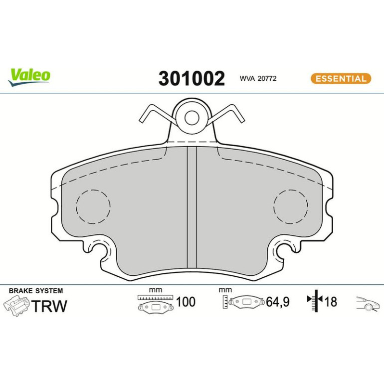 VALEO Bremsbeläge 301002 VALEO Bremsbeläge 301002