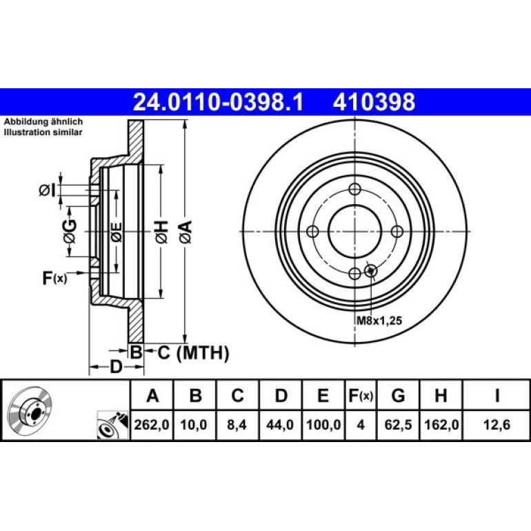 Bremsscheibe Hyundai T. Accent/I20 1.0-1.6 10 24.0110-0398.1 Bremsscheibe Hyundai T. Accent/I20 1.0-1.6 10 24.0110-0398.1