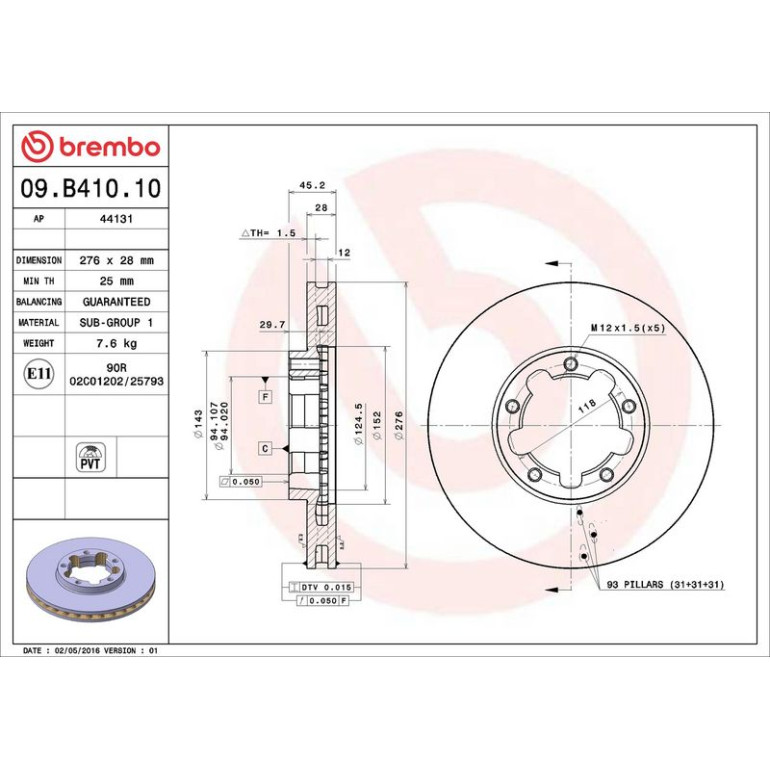 85 481 093 Bremsscheibe VA 09.B410.10 85 481 093 Bremsscheibe VA 09.B410.10