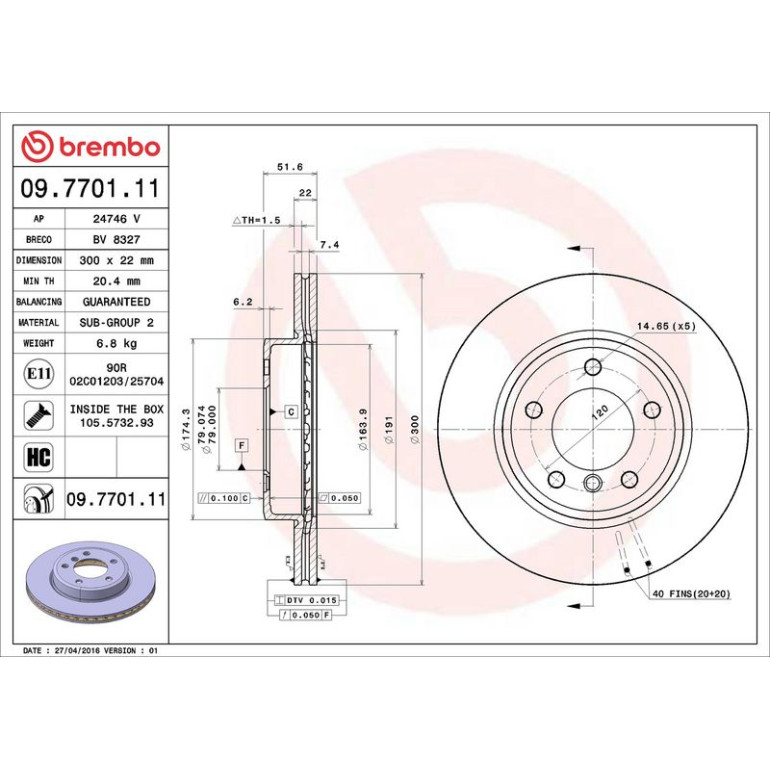 11 481 037 Bremsscheibe VA 09.7701.11 11 481 037 Bremsscheibe VA 09.7701.11