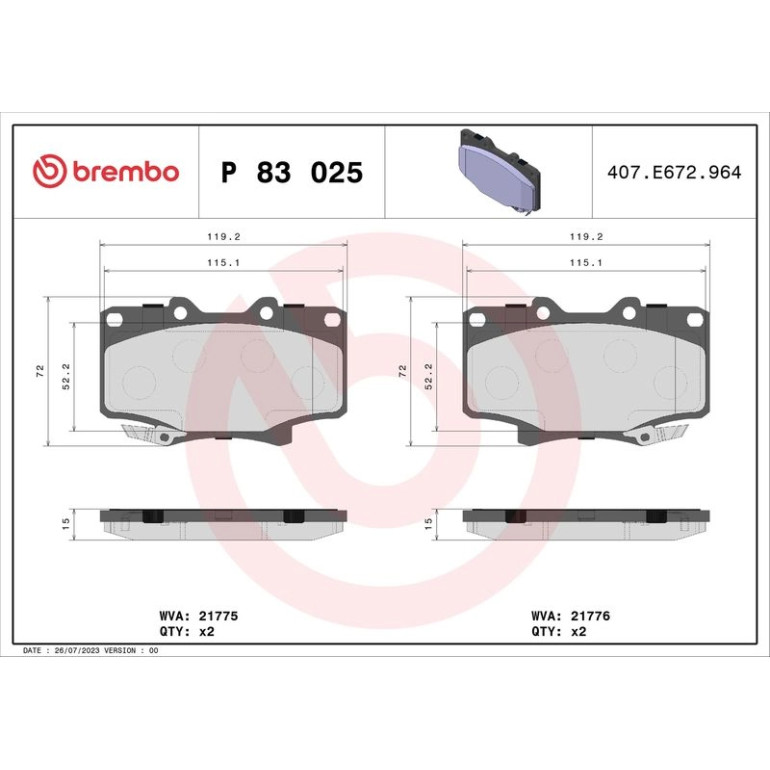 BREMBO Bremsklötze VA P 83 025 BREMBO Bremsklötze VA P 83 025