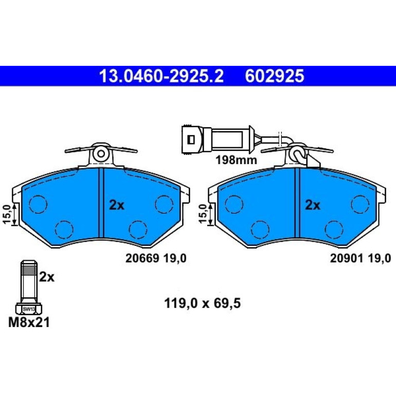 ATE Bremsbelagsatz 13.0460-2925.2 ATE Bremsbelagsatz 13.0460-2925.2