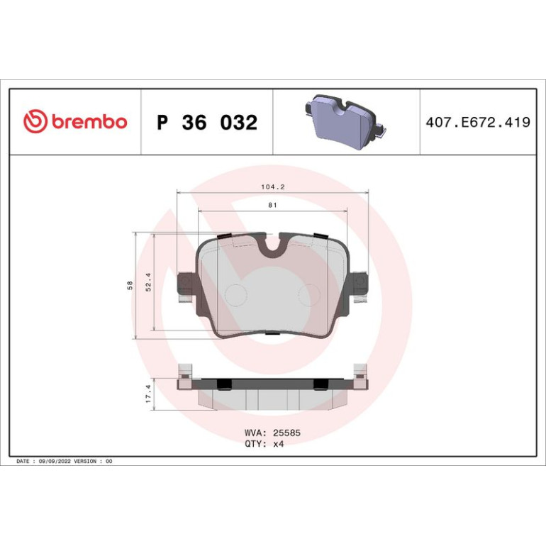 BREMBO Bremsklötze HA P 36 032 BREMBO Bremsklötze HA P 36 032