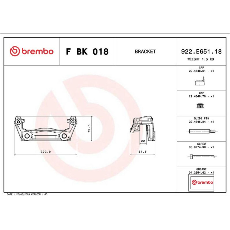 BREMBO Bremssattelhaltersatz F BK 018 BREMBO Bremssattelhaltersatz F BK 018