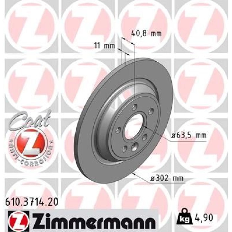ZIMMERMANN Bremsscheibe 610.3714.20 ZIMMERMANN Bremsscheibe 610.3714.20
