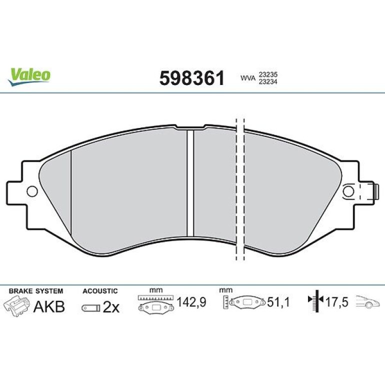 VALEO Bremsbeläge 598361 VALEO Bremsbeläge 598361