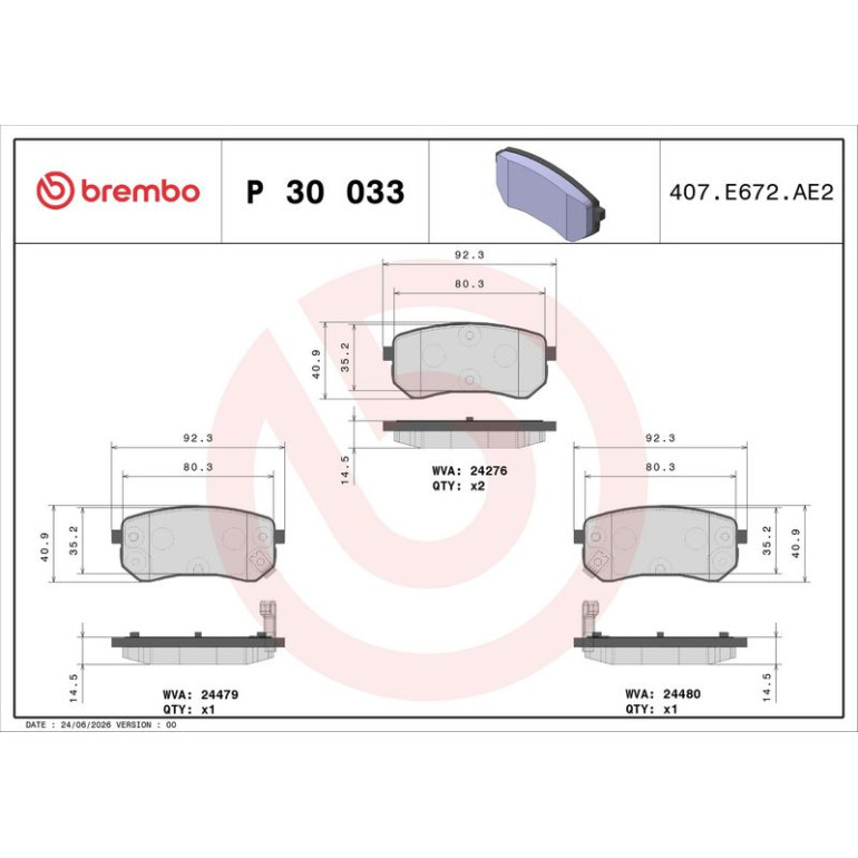 BREMBO Bremsklötze HA P 30 033 BREMBO Bremsklötze HA P 30 033