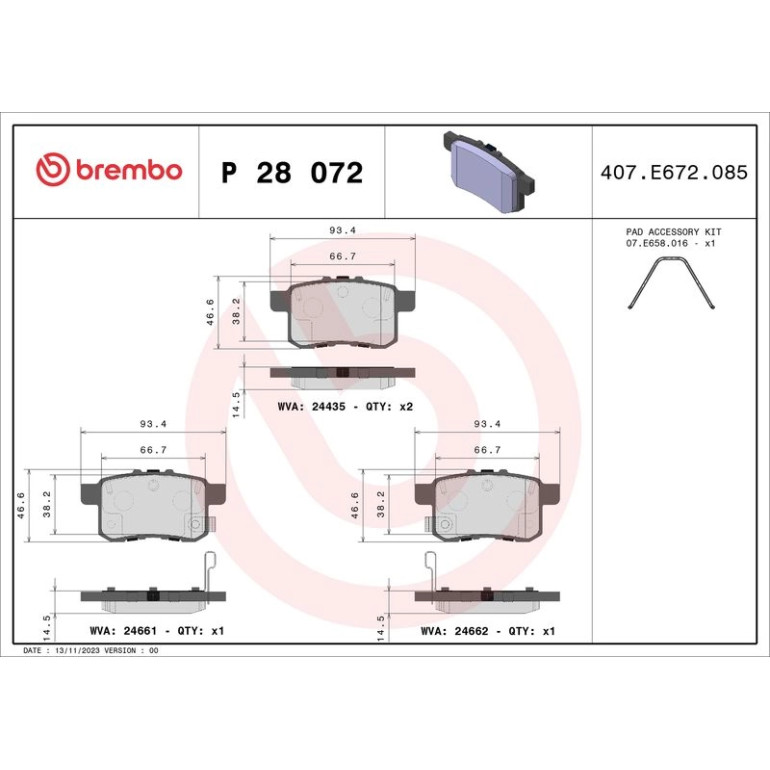 BREMBO Bremsklötze HA P 28 072 BREMBO Bremsklötze HA P 28 072