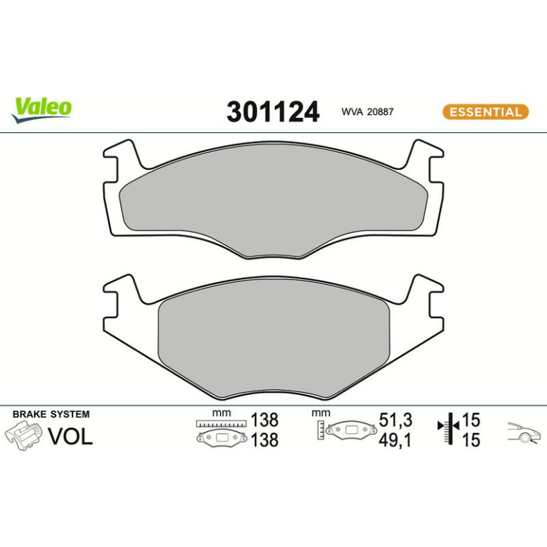 VALEO Bremsbeläge 301124 VALEO Bremsbeläge 301124
