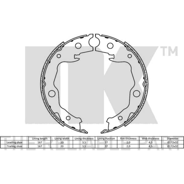 Handbremsbacken Nissan Qashqai 07 2722777 Handbremsbacken Nissan Qashqai 07 2722777